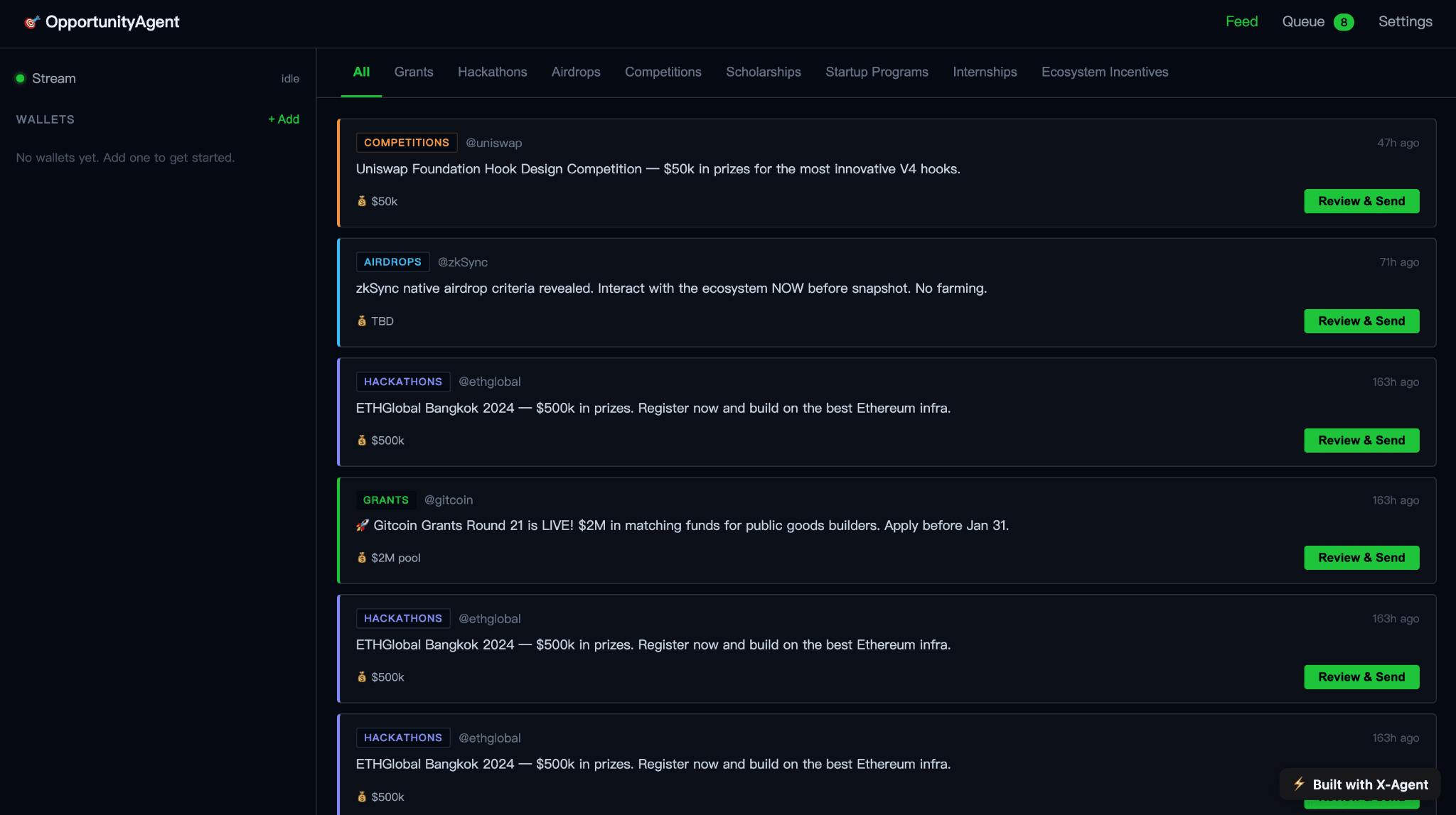 Web3 Opportunity Scout — agent built on X-Agent